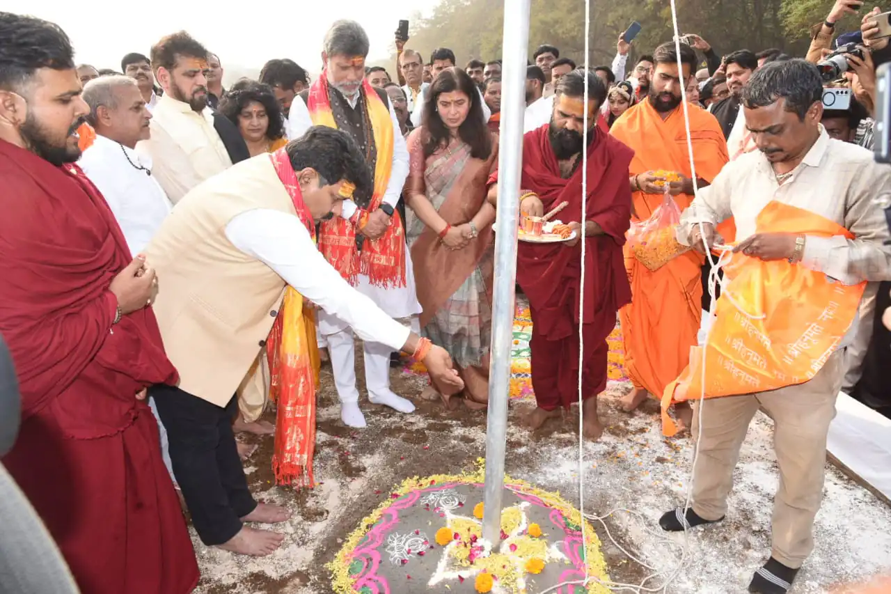 भिलाई में दिव्य श्री हनुमंत कथा के लिए ध्वज पूजन के साथ तैयारियों को मिली गति