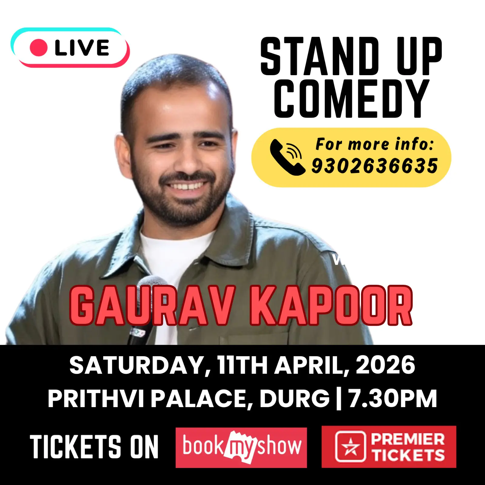 जब हंसी बनेगी मदद का जरिया: 11 अप्रैल को दुर्ग में कॉमेडियन गौरव कपूर का खास शो